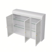 Elegant 3 Door Arched Wall Mounted Glass Cabinets For Kitchen Living Room And Bathroom In White Finish