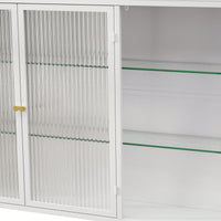 Elegant 3 Door Arched Wall Mounted Glass Cabinets For Kitchen Living Room And Bathroom In White Finish