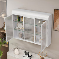 Elegant 3 Door Arched Wall Mounted Glass Cabinets For Kitchen Living Room And Bathroom In White Finish
