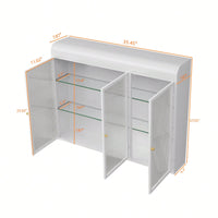 Elegant 3 Door Arched Wall Mounted Glass Cabinets For Kitchen Living Room And Bathroom In White Finish