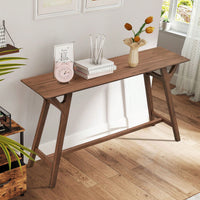 Modern Narrow Console Table With Solid Wood Legs For Living Room Entryway Hallway Black MDF Design