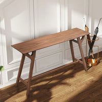 Modern Narrow Console Table With Solid Wood Legs For Living Room Entryway Hallway Black MDF Design