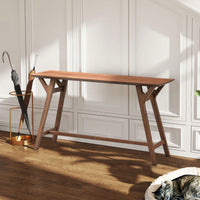 Modern Narrow Console Table With Solid Wood Legs For Living Room Entryway Hallway Black MDF Design