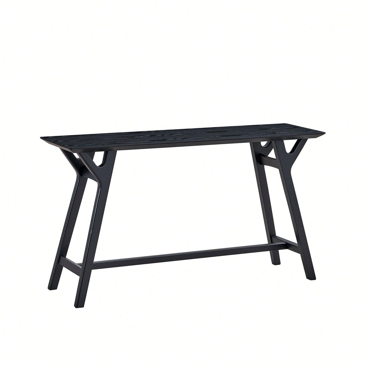 Modern Narrow Console Table With Solid Wood Legs For Living Room Entryway Hallway Black MDF Design