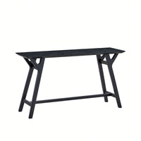 Modern Narrow Console Table With Solid Wood Legs For Living Room Entryway Hallway Black MDF Design