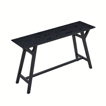 Modern Narrow Console Table With Solid Wood Legs For Living Room Entryway Hallway Black MDF Design