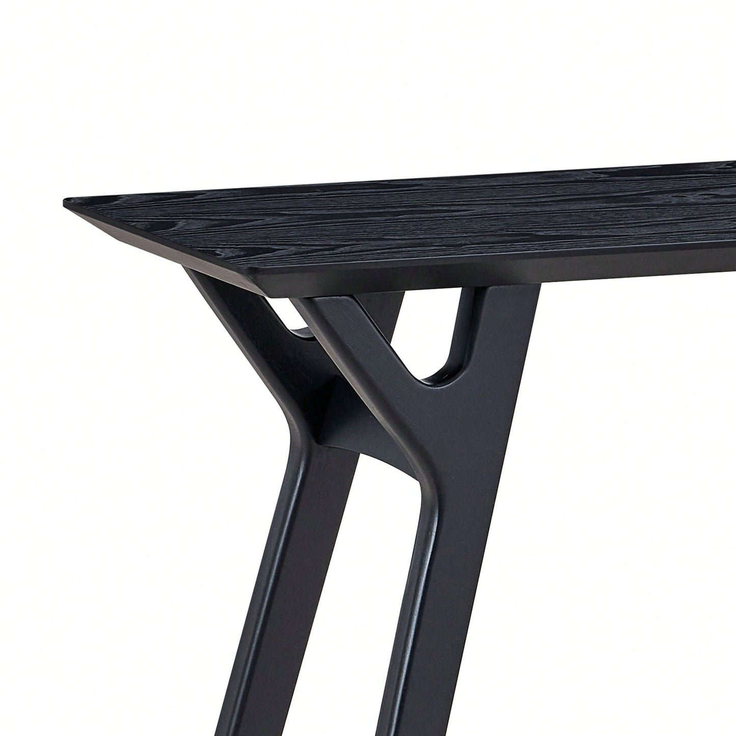 Modern Narrow Console Table With Solid Wood Legs For Living Room Entryway Hallway Black MDF Design