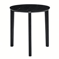 Modern 24 Inch Round Coffee Table With Imitation Marble Top And Solid Rubber Wood Legs For Living Room And Office