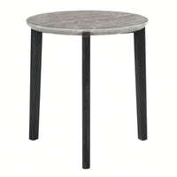 Modern 24 Inch Round Coffee Table With Imitation Marble Top And Solid Rubber Wood Legs For Living Room And Office