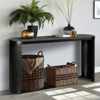 60 Inch Black Thick Top Entryway Table With Curved Legs For Sofa Or Hallway Installation