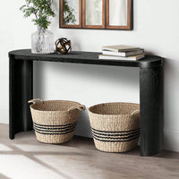 60 Inch Black Thick Top Entryway Table With Curved Legs For Sofa Or Hallway Installation