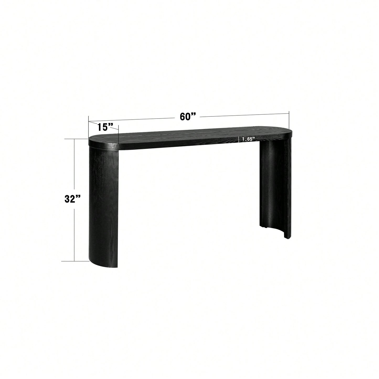 60 Inch Black Thick Top Entryway Table With Curved Legs For Sofa Or Hallway Installation