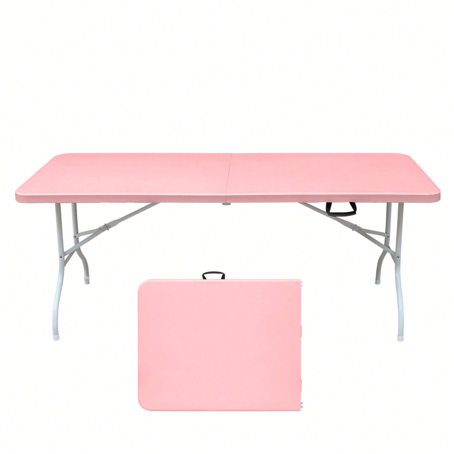 6ft Portable Pink Folding Table For Camping Picnics And Parties High Load Bearing Foldable Design