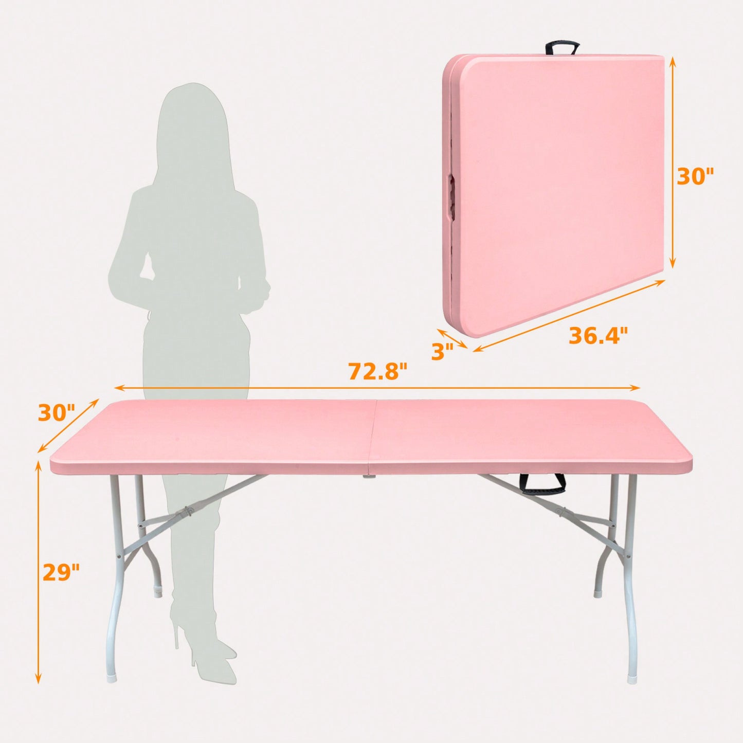 6ft Portable Pink Folding Table For Camping Picnics And Parties High Load Bearing Foldable Design