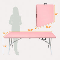 6ft Portable Pink Folding Table For Camping Picnics And Parties High Load Bearing Foldable Design