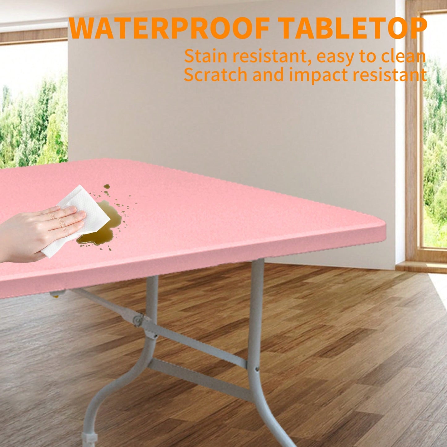 6ft Portable Pink Folding Table For Camping Picnics And Parties High Load Bearing Foldable Design