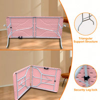 6ft Portable Pink Folding Table For Camping Picnics And Parties High Load Bearing Foldable Design