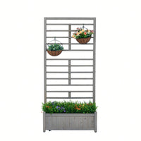 Elevated Wooden Garden Bed With Trellis For Climbing Plants And Vegetables, Perfect For Herbs And Outdoor Gardening