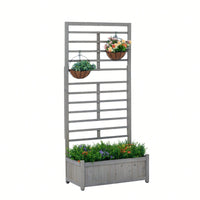 Elevated Wooden Garden Bed With Trellis For Climbing Plants And Vegetables, Perfect For Herbs And Outdoor Gardening