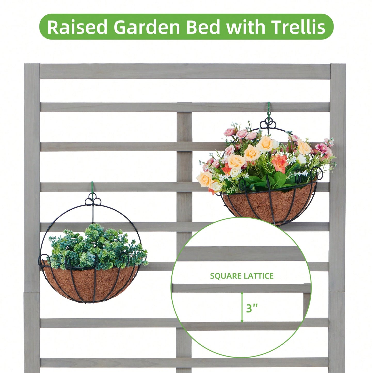 Elevated Wooden Garden Bed With Trellis For Climbing Plants And Vegetables, Perfect For Herbs And Outdoor Gardening