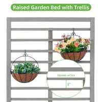 Elevated Wooden Garden Bed With Trellis For Climbing Plants And Vegetables, Perfect For Herbs And Outdoor Gardening