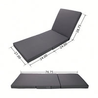 Gray Triple Fold Chaise Lounge Cushion For Outdoor Comfort And Style