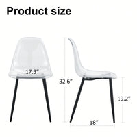 Modern Minimalist Transparent Dining Chairs Set of 4 Armless Crystal Design Black Metal Legs Nordic Style Makeup Negotiation Stools