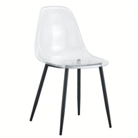 Modern Minimalist Transparent Dining Chairs Set of 4 Armless Crystal Design Black Metal Legs Nordic Style Makeup Negotiation Stools