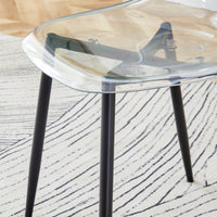 Modern Minimalist Transparent Dining Chairs Set of 4 Armless Crystal Design Black Metal Legs Nordic Style Makeup Negotiation Stools