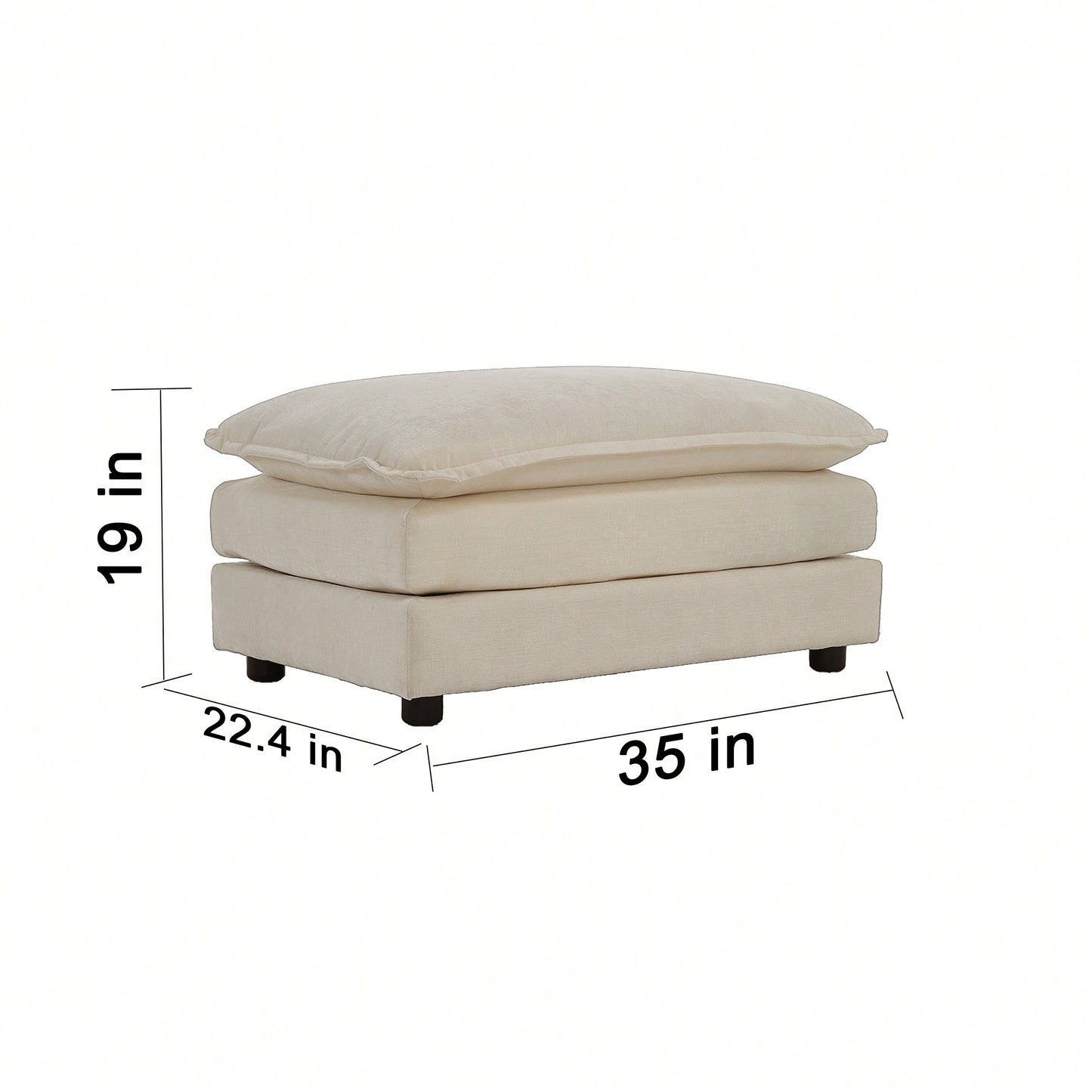 Chenille Fabric Ottoman Footrest For 2-Seater, 3-Seater, And 4-Seater Sofas