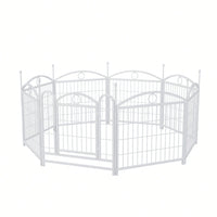 Indoor Outdoor 24 Inch 8 Panel Heavy Duty Metal Dog Playpen With Doors For Small Medium Large Dogs Foldable Pet Exercise Fence