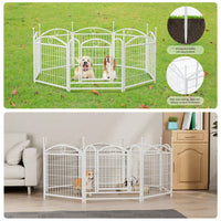 Indoor Outdoor 24 Inch 8 Panel Heavy Duty Metal Dog Playpen With Doors For Small Medium Large Dogs Foldable Pet Exercise Fence