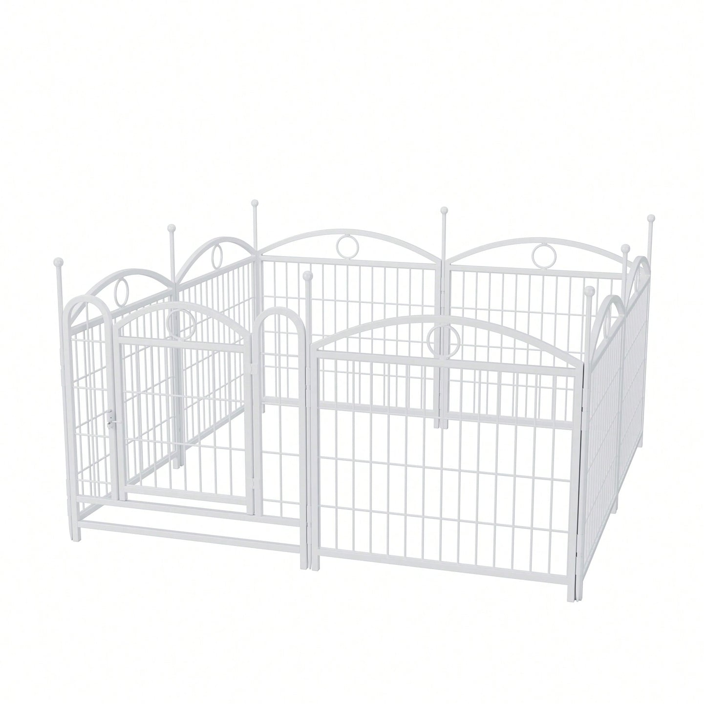 Indoor Outdoor 24 Inch 8 Panel Heavy Duty Metal Dog Playpen With Doors For Small Medium Large Dogs Foldable Pet Exercise Fence