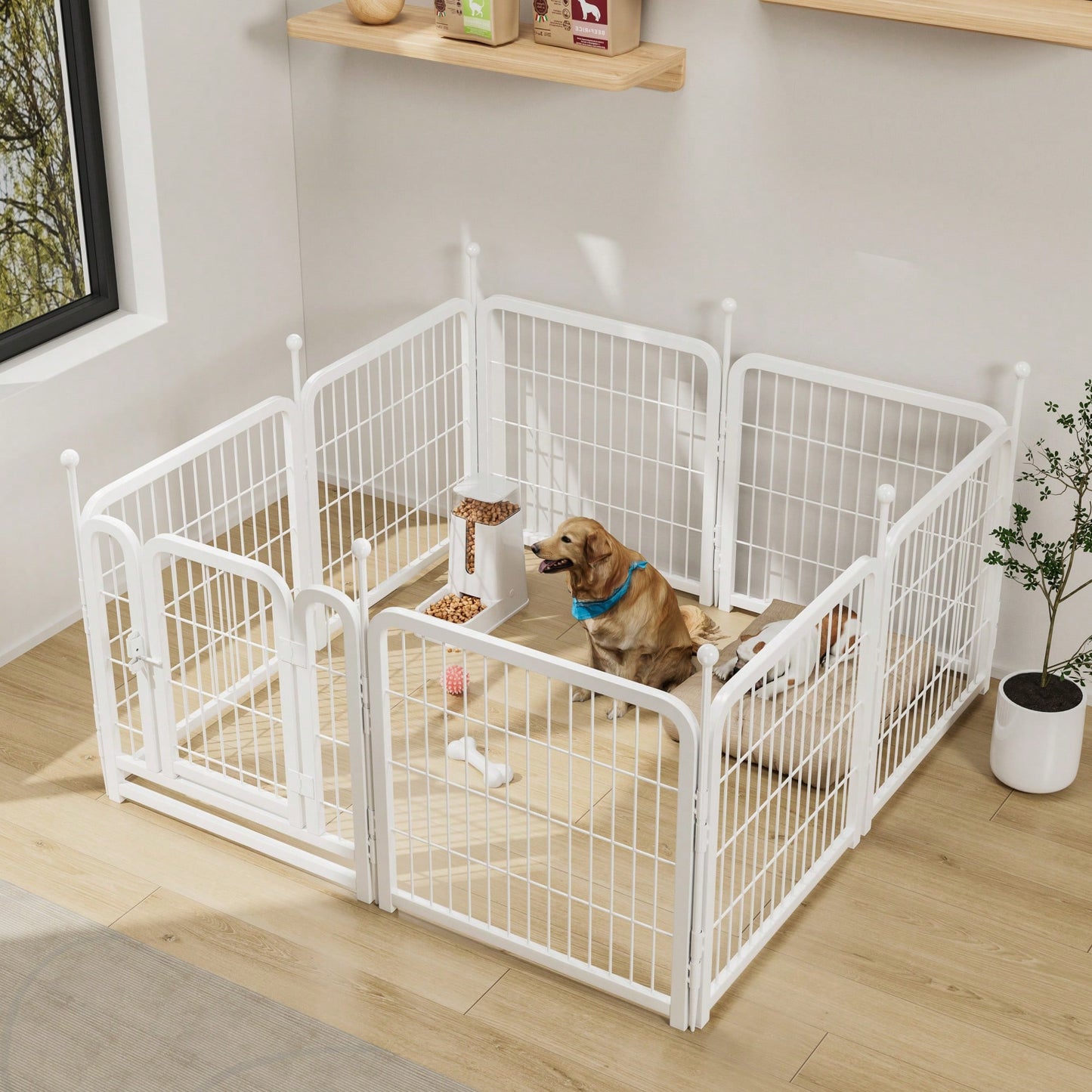 8 Panel 24 Inch Heavy Duty Dog Playpen For Indoor Outdoor Use - Foldable Pet Exercise Fence For Large Medium Small Dogs