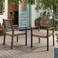Set Of 2 Light Brown Braided Dining Chairs For Stylish Home Decor