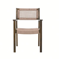 Set Of 2 Light Brown Braided Dining Chairs For Stylish Home Decor