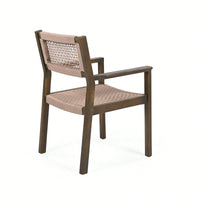 Set Of 2 Light Brown Braided Dining Chairs For Stylish Home Decor