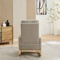 Comfortable High Back Rocking Chair with Retractable Footrest and Side Pocket Stylish Glider Armchair for Nursery Bedroom Caramel Finish