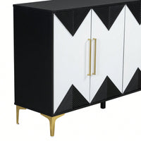 Two-Tone Triangular Pattern Four-Door Cabinet For Entryway Hallway Living Room Storage