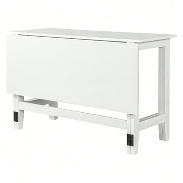 Extendable White Wood Dining Table With Drop Leaf Design For Small Spaces