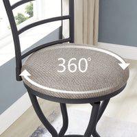 Industrial Style 3 Piece Bar Table And Chairs Set For Dining Room With Metal Back And Fabric Seat