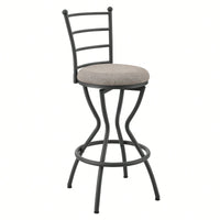 Industrial Style 3 Piece Bar Table And Chairs Set For Dining Room With Metal Back And Fabric Seat