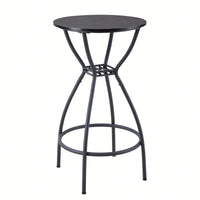 Industrial Style 3 Piece Bar Table And Chairs Set For Dining Room With Metal Back And Fabric Seat