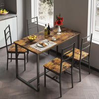 Industrial Style Five-Piece Dining Set With Backrest Sturdy Table And Chairs