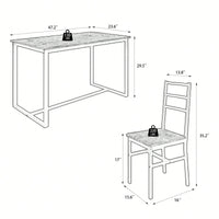 Industrial Style Five-Piece Dining Set With Backrest Sturdy Table And Chairs