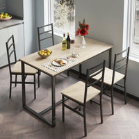 Industrial Style Five-Piece Dining Set With Backrest Sturdy Table And Chairs