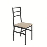 Industrial Style Five-Piece Dining Set With Backrest Sturdy Table And Chairs