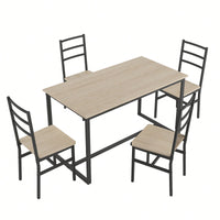 Industrial Style Five-Piece Dining Set With Backrest Sturdy Table And Chairs