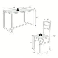 Industrial Style Five-Piece Dining Set With Backrest Sturdy Table And Chairs