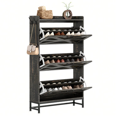 Stylish Grey Shoe Cabinet For Entryway And Balcony Storage, Large Capacity Shoe Rack For Organized Footwear